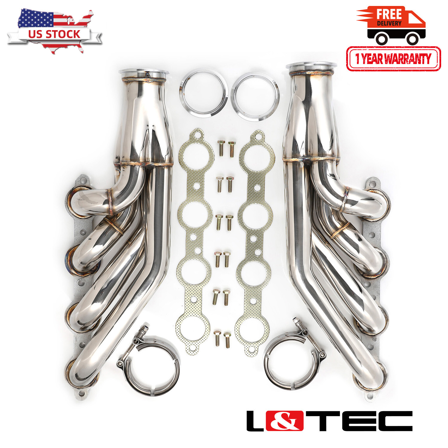 L&TEC Turbo Headers Manifolds 1-7/8" for Chevy LS1 LS2 LS3 LS6 LSX Up&Forward V8