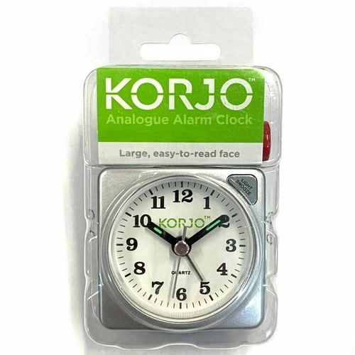 New Korjo Battery Quartz Snooze Alarm Clock Analogue Silent Small Bedside Clocks - Picture 4 of 12
