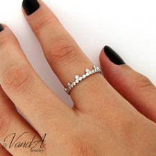 Sterling Silver 925 Eternity Ring Elegant Stackable CZ Band Ring Dainty Ring R28