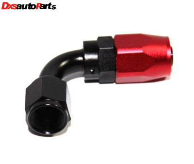 90° AN-6 AN6 Swivel-Seal Fuel Oil Gas Line Hose End Fitting Adapter Black + Red