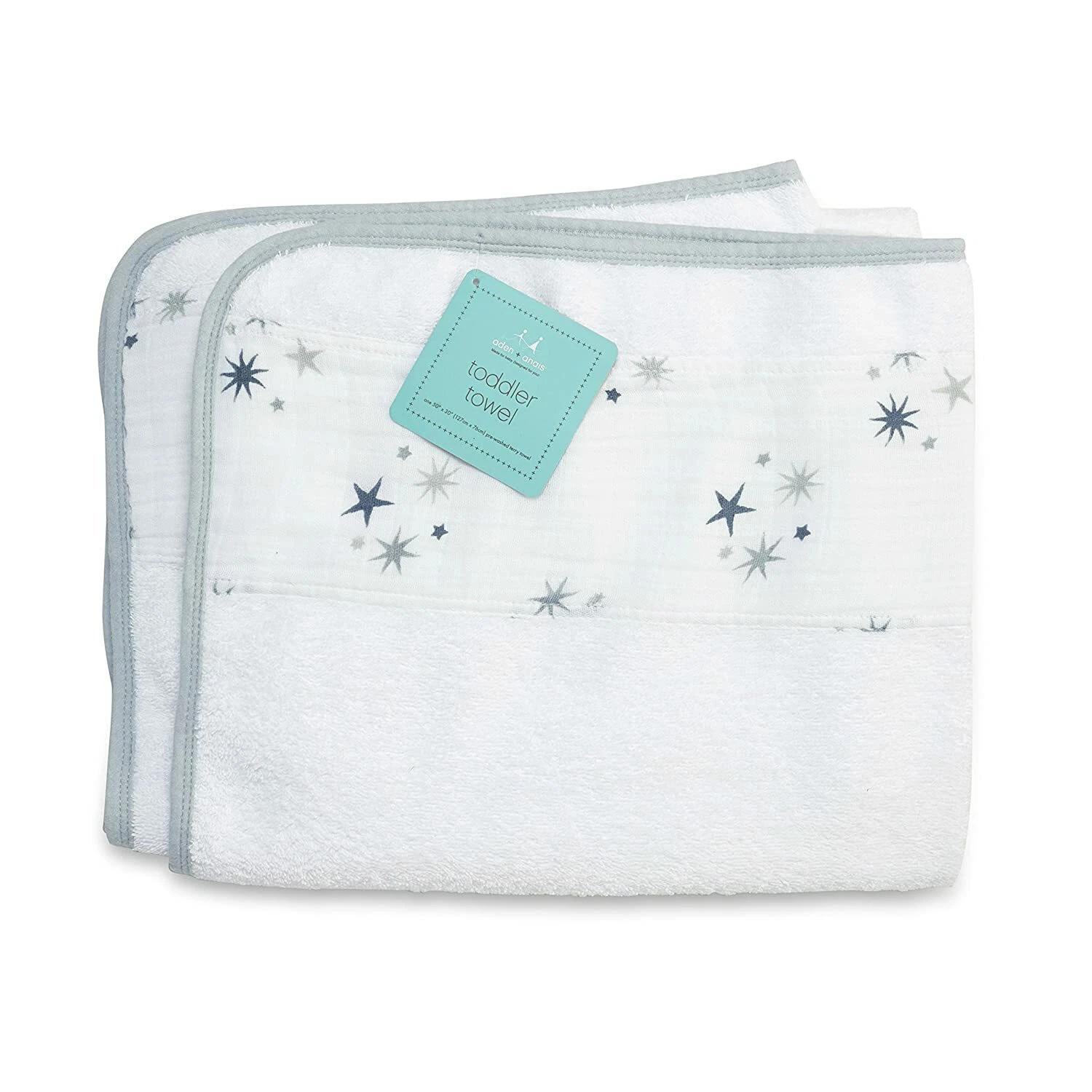 aden + anais Toddler Towel, Twinkle, one pre-washed 50 x 30 terry towel