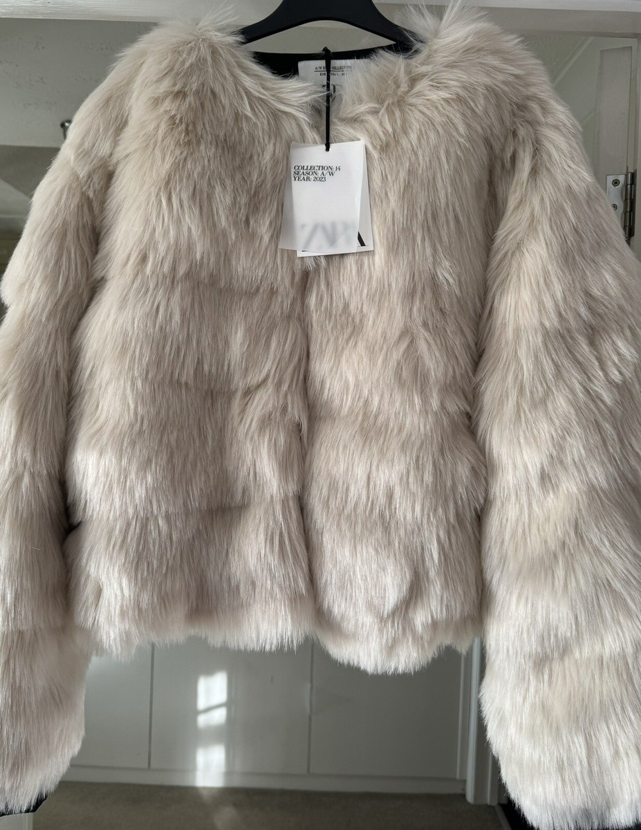 ZARA Limited Edition Faux Fur Cropped Jacket Size L Ref 6153 ZARA Limited Edition Faux Fur Cropped Jacket Size L Ref 6153