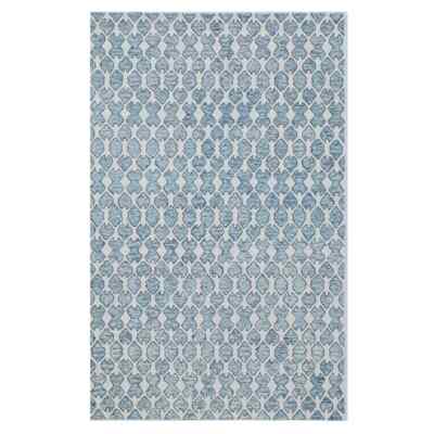 Modern Blue White Geometric Rug Hand Tufted Wool Moroccan Trellis Area Carpet
