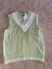 Boys Kitestrings Sweater Vest Green with Stripe Size 4 "EUC"
