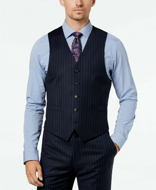 Ralph Lauren Mens Navy Blue Pin Striped 100 Wool Vest Size M For Sale Online Ebay