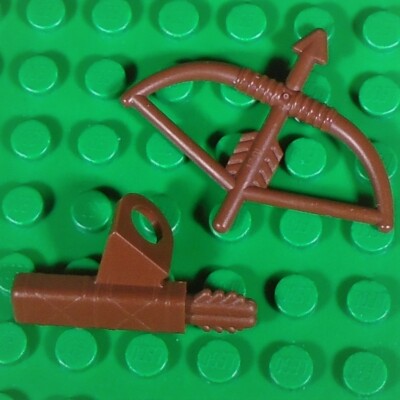 new LEGO Minifig Weapons - reddish-brown Bow with Arrow & Quiver with two Arrows