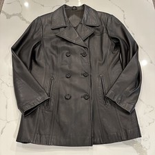 Jacqueline Ferrar Vintage Womens Black Leather Jacket Coat Size L 90  s Y2K