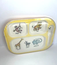 Baby Cie Melamine Divided Plate with clear cover Jungle animals