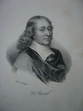 Litho Portrait of Blaise PASCAL Lithograph