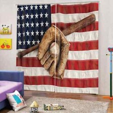 Badly worn famous baseball props Printing 3D Blockout Curtains Fabric Window