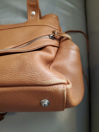 Botkier Trigger Satchel Shoulder Hand Bag Brown Leather Nickel Studs - Picture 9 of 15