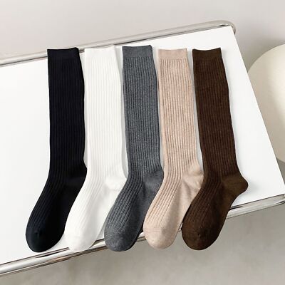 Calf socks simple women's knee-high socks solid color socks fall stockings