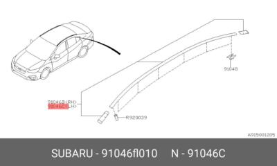 Genuine OE Molding Assembly Roof Left Hand 91046FL010 for Subaru 91046 ...