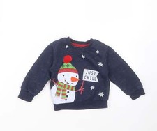 Primark babyblau Polyestermischung Pullover Gr&ouml;&szlig;e 12-18 Monate-Schneemann
