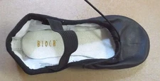  Bloch Black Leather Full Suede Sole Ballet Shoes 205G&L attached elastics 