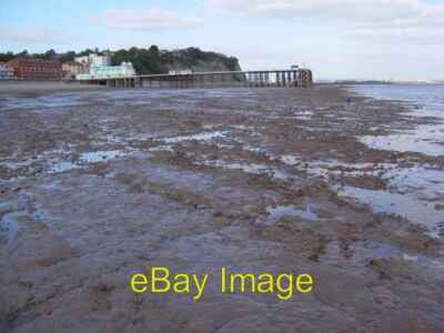 Photo 6x4 Low spring tide view to Penarth Pier Mud-covered rocks of the ( c2009