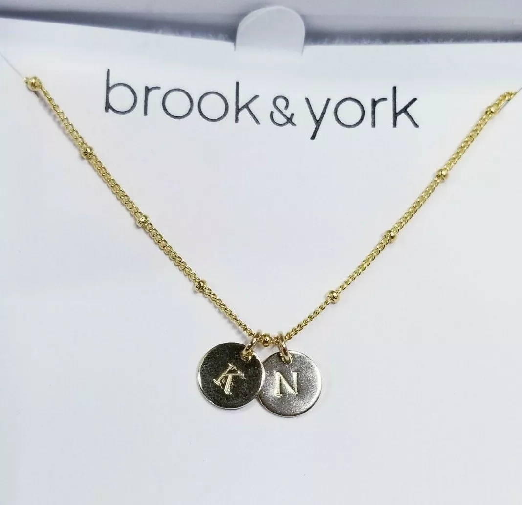 Brook & York Custom Monogram Coin Charm Necklace