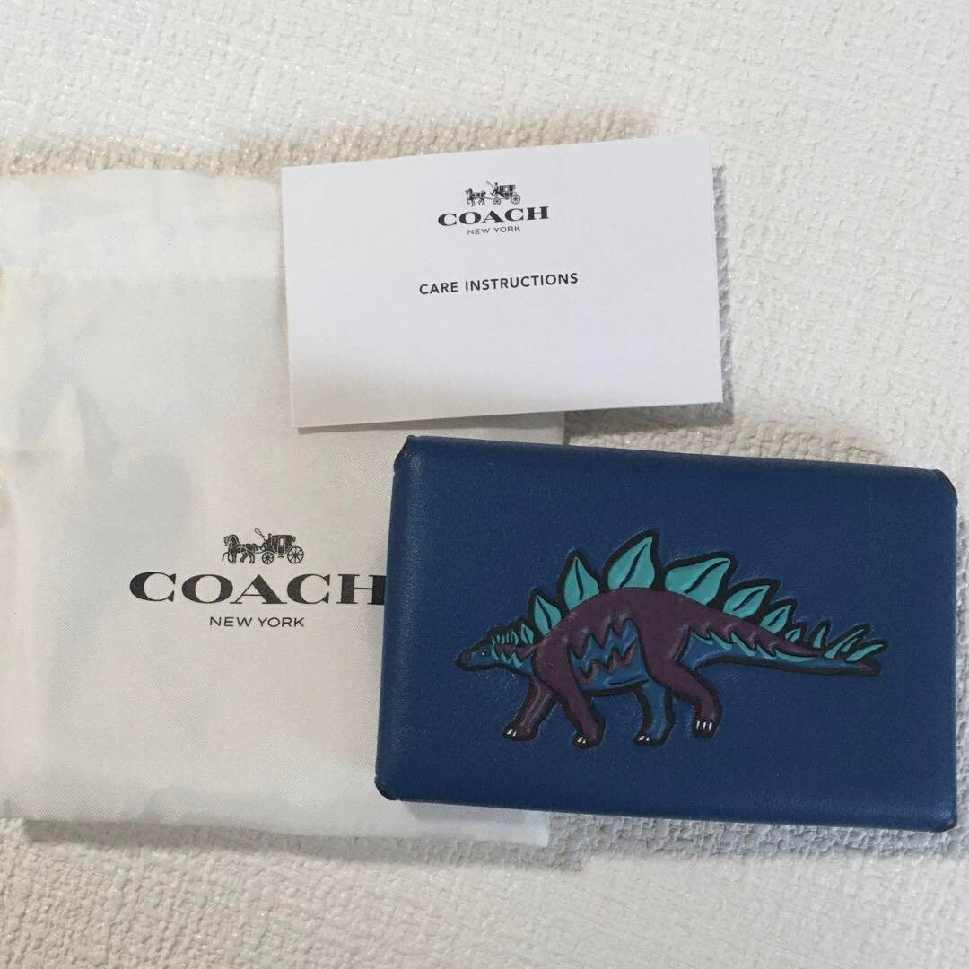 Coach Stegosaurus Coin Purse Card Case- Blue Great Condition