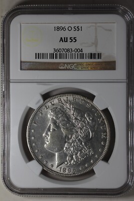 1896-O $1 NGC AU55 Morgan Silver Dollar, Miss Liberty Head Dollar