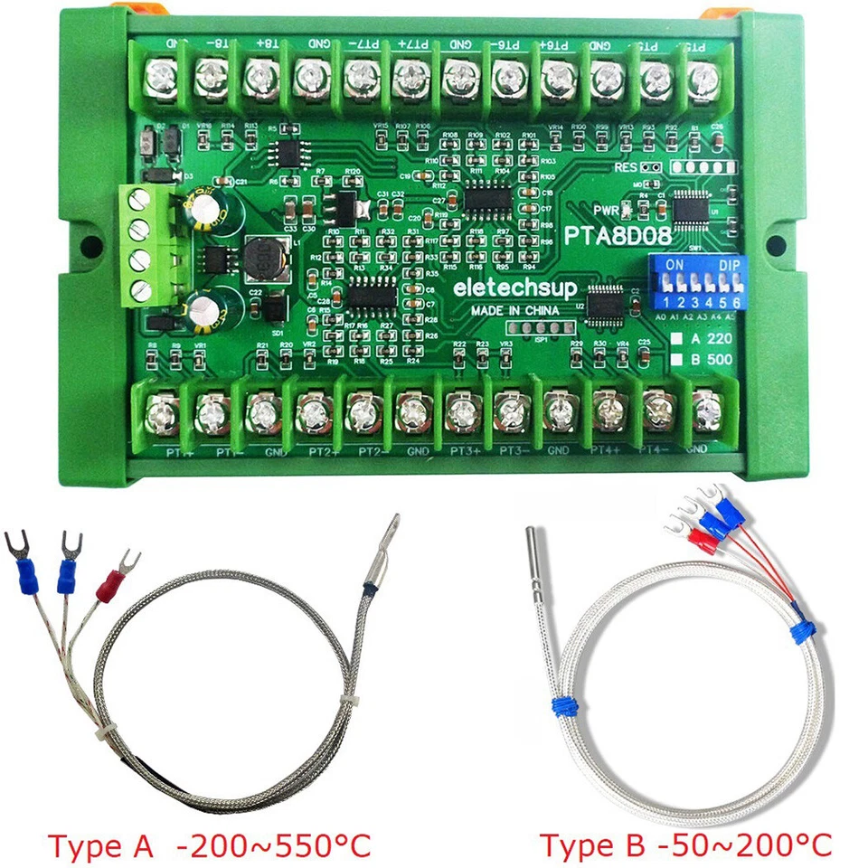 8 Channel DC 8-30V PT100 RTD RS485 temperature sensor Module Board Modbus - Image 3 of 4