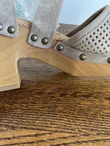 Korks By Kork Ease Abloom Perforated Tan Suede Platform Strappy Clog Size 10 - Picture 11 of 11