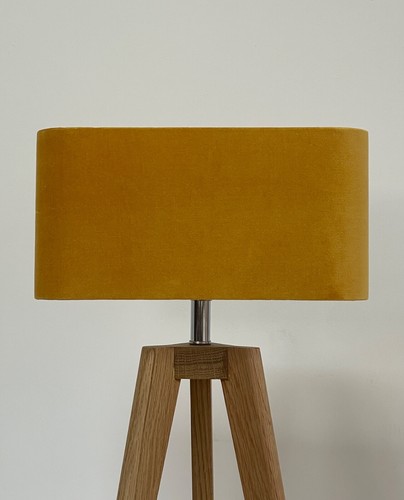 Pantalla de lámpara de terciopelo amarillo mostaza sombra rectangular redondeada - Imagen 3 de 10