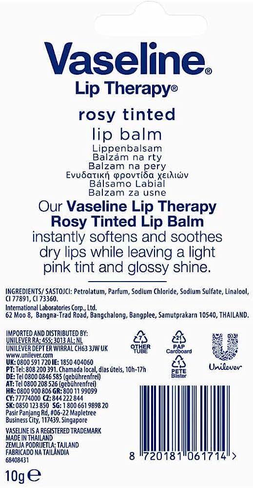 Vaseline Lip Therapy Rosy Tinted & Original Lip Balm Tube 10g. eBay