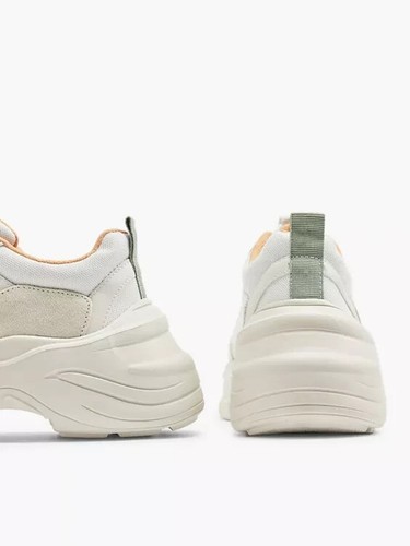 Damen Plateau Chunky Sneaker Keilabsatz Absatz Turnschuhe Halbschuhe Beige 39 - Bild 6 von 8