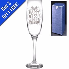 Novelty Champagne Flute Prosecco Glass - Happy 18th Birthday - Perfect Present