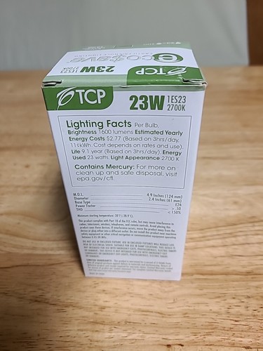 TCP ECOSAVE 23 WATT CFL Bulb 10,000 Hours 1,600 lumens - Picture 2 of 2