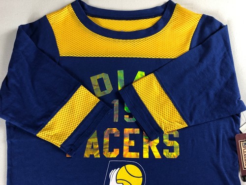 Camicia Indiana Pacers donna taglia S/M maglia NBA basket made in USA foil manica 1/2 - Foto 3 di 7