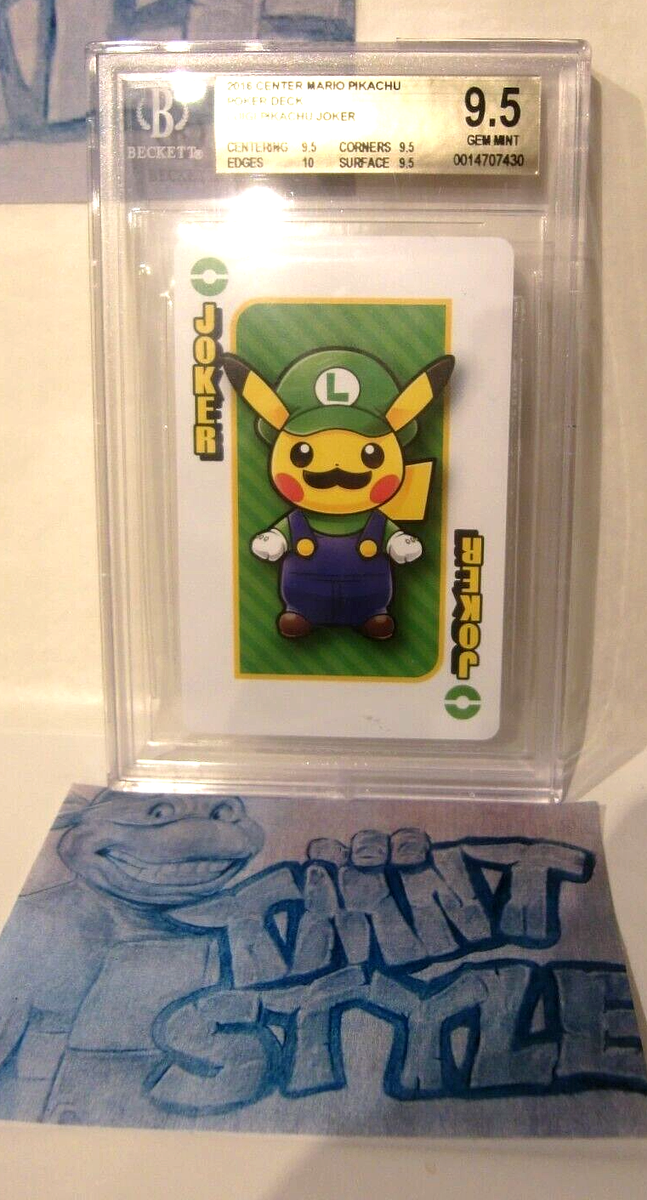 BGS 9.5 Pristine Mario Pikachu Joker Pokemon Center Poker BGS 9.5 Pristine Mario Pikachu Joker Pokemon Center Poker