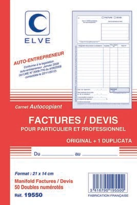 [19550-4] Elve Lot de 4 Manifolds AUTO MICRO-ENTREPRENEUR Facture/Devis 21 x ...