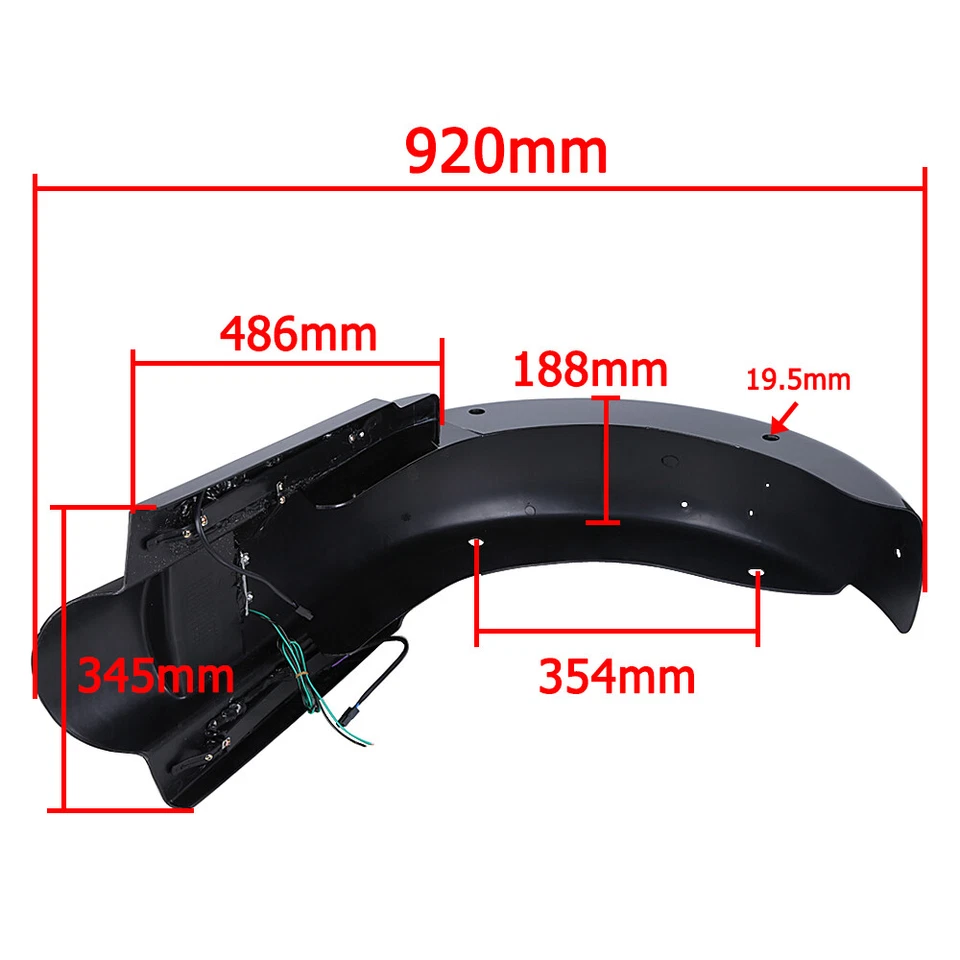 4" CVO Rear Fender Stretched Extended W/ Lights for Harley Road King 1997-2008 - Image 4 of 4