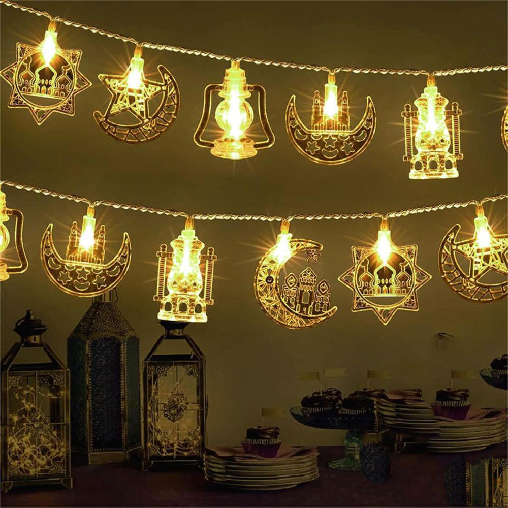 1.5m 10led Eid Mubarak Star Moon LED String Lights Ramadan Kareem Decoration