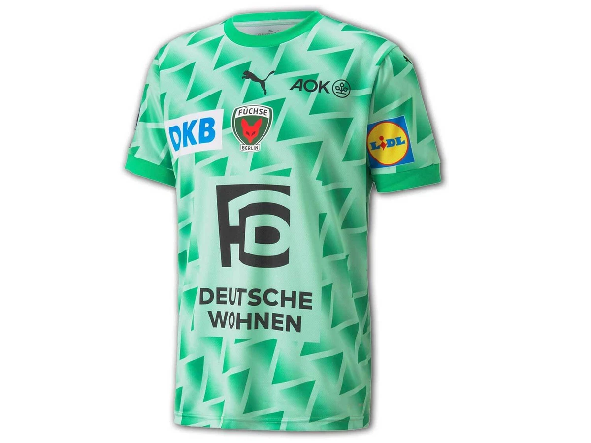 PUMA Foxes Berlin Home Jersey 22 23 Green Home Shirt Handball Jersey Gr.S 3XL