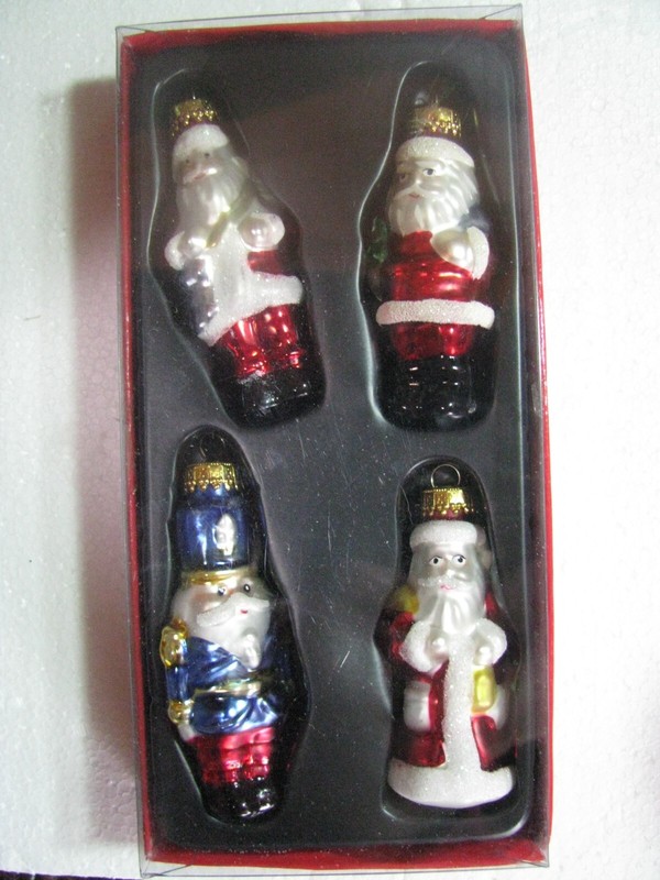 In Box 2008 Rite Aid 4---Glass Santa Ornaments