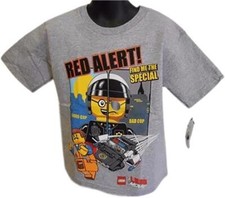 NEW Lego Movie "RED ALERT" Bad Cop KIDS Size 4 Gray Shirt