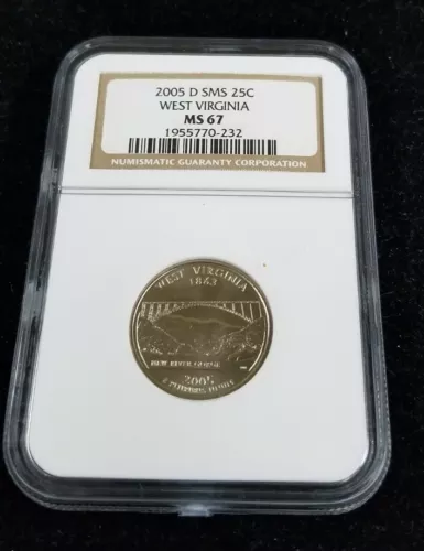 2005-D SMS 25c West Virginia Graded NGC MS67