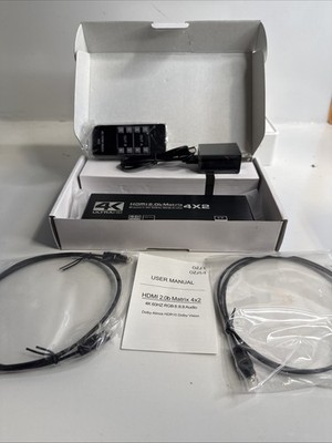 HDMI Matrix Switch 4x2, 4K HDMI Matrix Switcher Splitter 4 in 2
