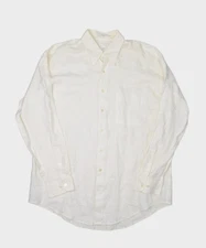 Perry Ellis Shirt Mens Large White Linen Long Sleeve Button Up Beathable