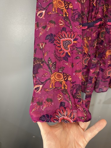 Womens Joe Browns Chiffon Blouse Magenta Pink Floral Elephant Top UK Size 24 - Picture 4 of 10