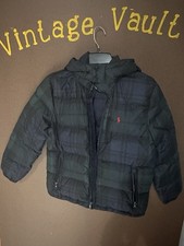Polo Ralph Lauren Kids Puffer Jacket   Green Plaid   Size M 10  12 