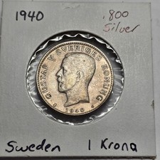1940 Sweden 1 Krona .800 silver