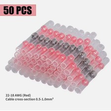 50 pcs Solder Seal Sleeve Heat Shrink Wire Connectors Butt Terminals Waterproof
