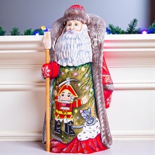 Pintura de madera de Papá Noel con cascanueces | Arte popular Navidad coleccionable