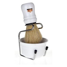 Omega Shaving Set Om49.18 Shaving Brush Bristle  Crucible White