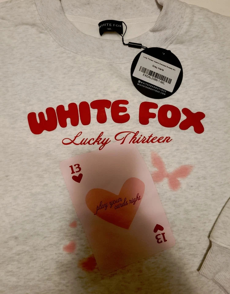 Suéter de gran tamaño White Fox “Lucky Thirteen” Kalena – Gris Marle (M/L)🍒 Foto 3 de 4