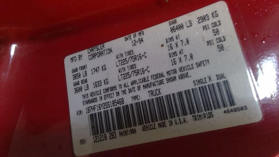 Dodge RAM 1500 1995 Heater/AC Controller 55035598 8177 - Image 4 of 4