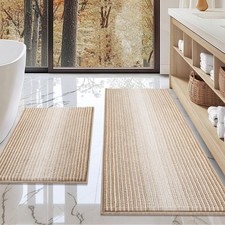 Bathroom Rugs and Mats Sets, 2 Piece Thick Absorbent Chenille Bath Mat Rug Set N